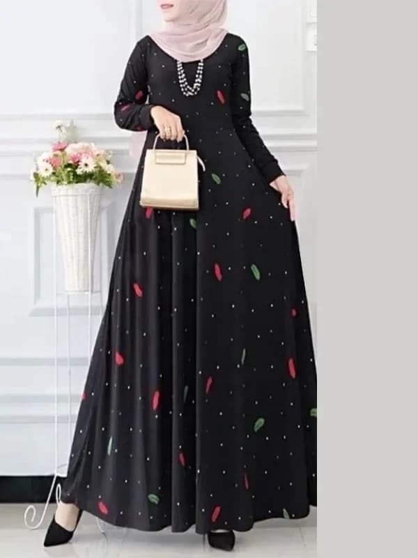 Abayas à manches longues pour femmes, mode musulmane, robe maxi bohème décontractée à imprimé, robe