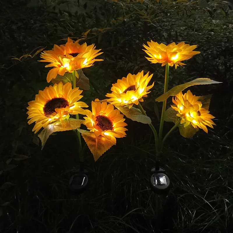 Lampe LED Solaire Imperméable avec Tournesols et Roses, Luminaire Décoratif d'Nik, Idéal pour un Jar