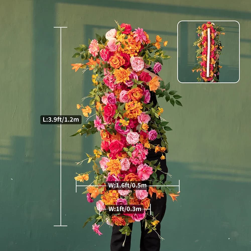 Rose Artificielle de Luxe Orange et Rose, Fleur Verte, Décoration d'Arrière-Plan de Mariage Personna