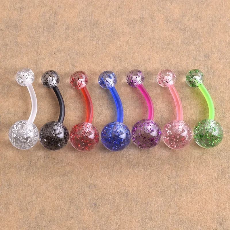 Piercing en Plastique à Paillettes, Générateur de Nombril, Anneaux de Nombril, Boule Gothique