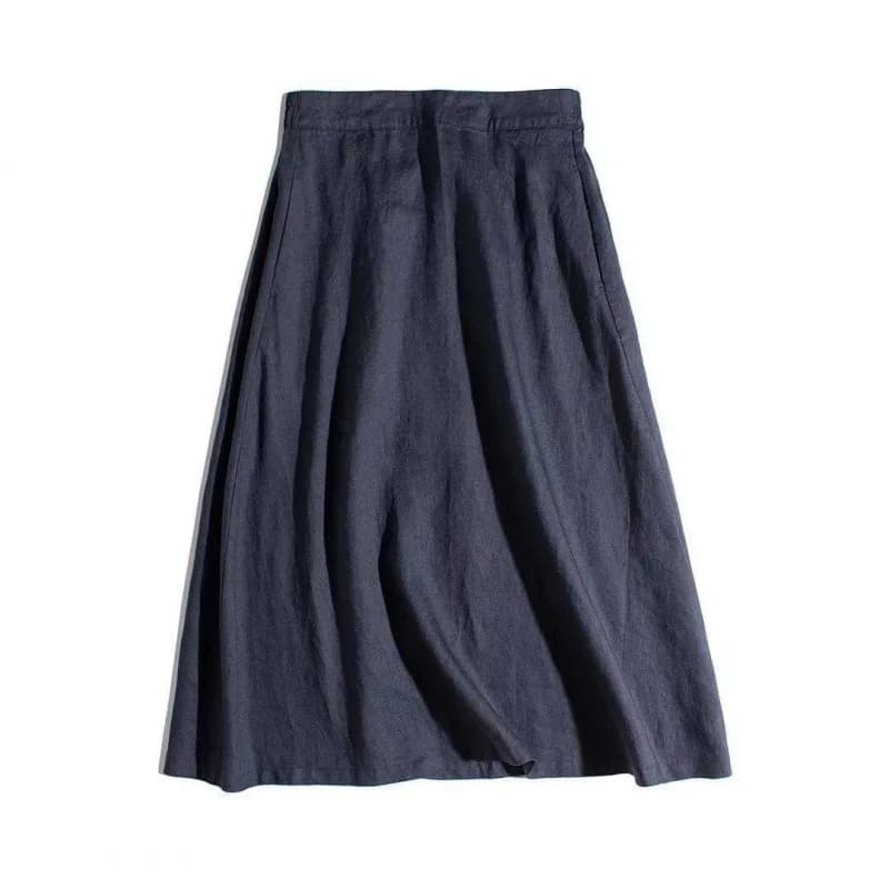 Jupes de base en coton et lin pour femmes, printemps, été, mode, bonne qualité, simple, solide, docu