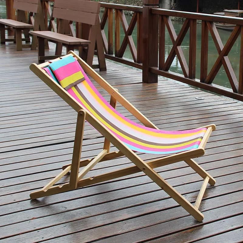 Chaise longue de pêche pliante extérieure en bois bon marché chaises de plage de jardin