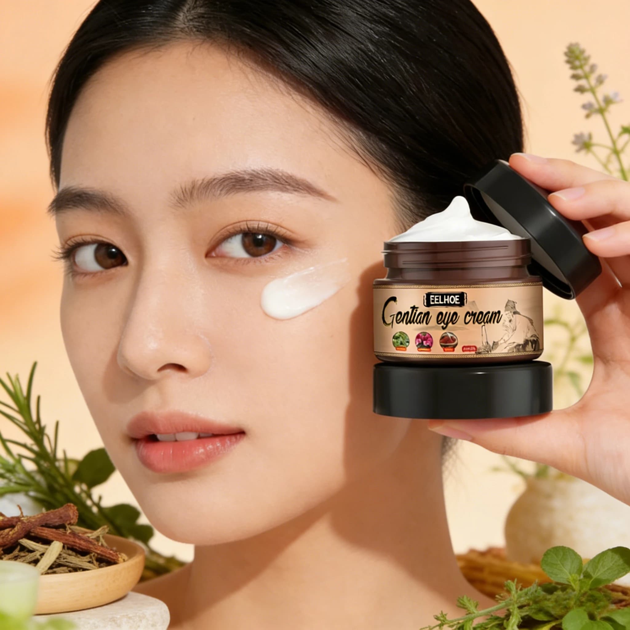 Crème pour les yeux EELHOE à l'extrait de gentiane 30g, soin des yeux à base d'extraits végétaux nat