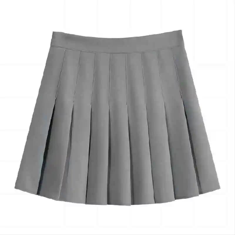 Jupe plissée grise Vintage pour femmes, Mini jupes taille haute Kawaii, mode coréenne, uniforme scol