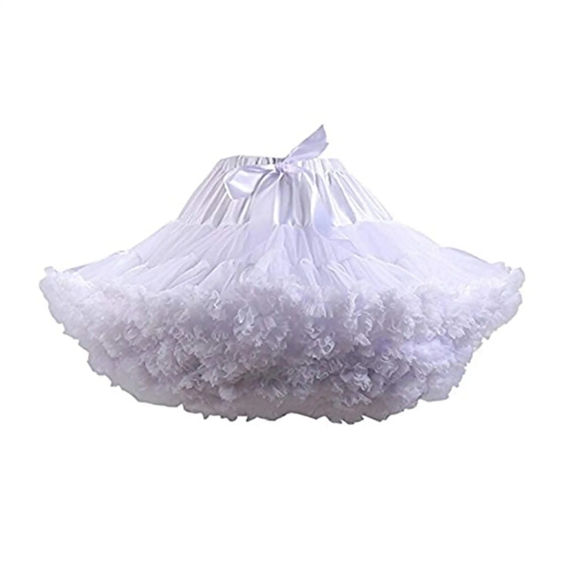 Jupon en Tulle plissé à 3 couches pour femmes, jupe Tutu bouffante blanche et noire pour Cosplay de