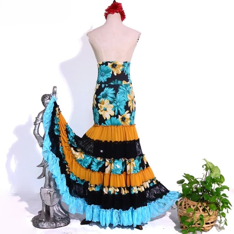 Jupe de danse Flamenco personnalisée, taille haute, élastique, amincissante, multicouche, gâteau, Ta