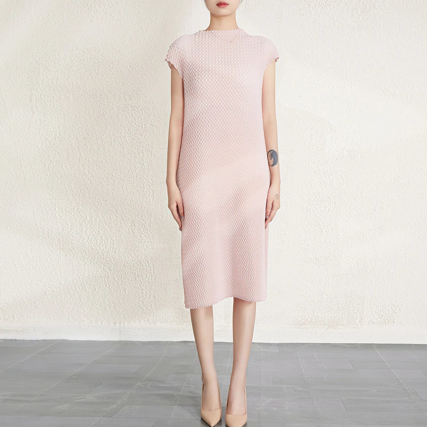 Robe plissée pour femme, jeune et élégante, nouvelle collection printemps 2026, taille amincissante,