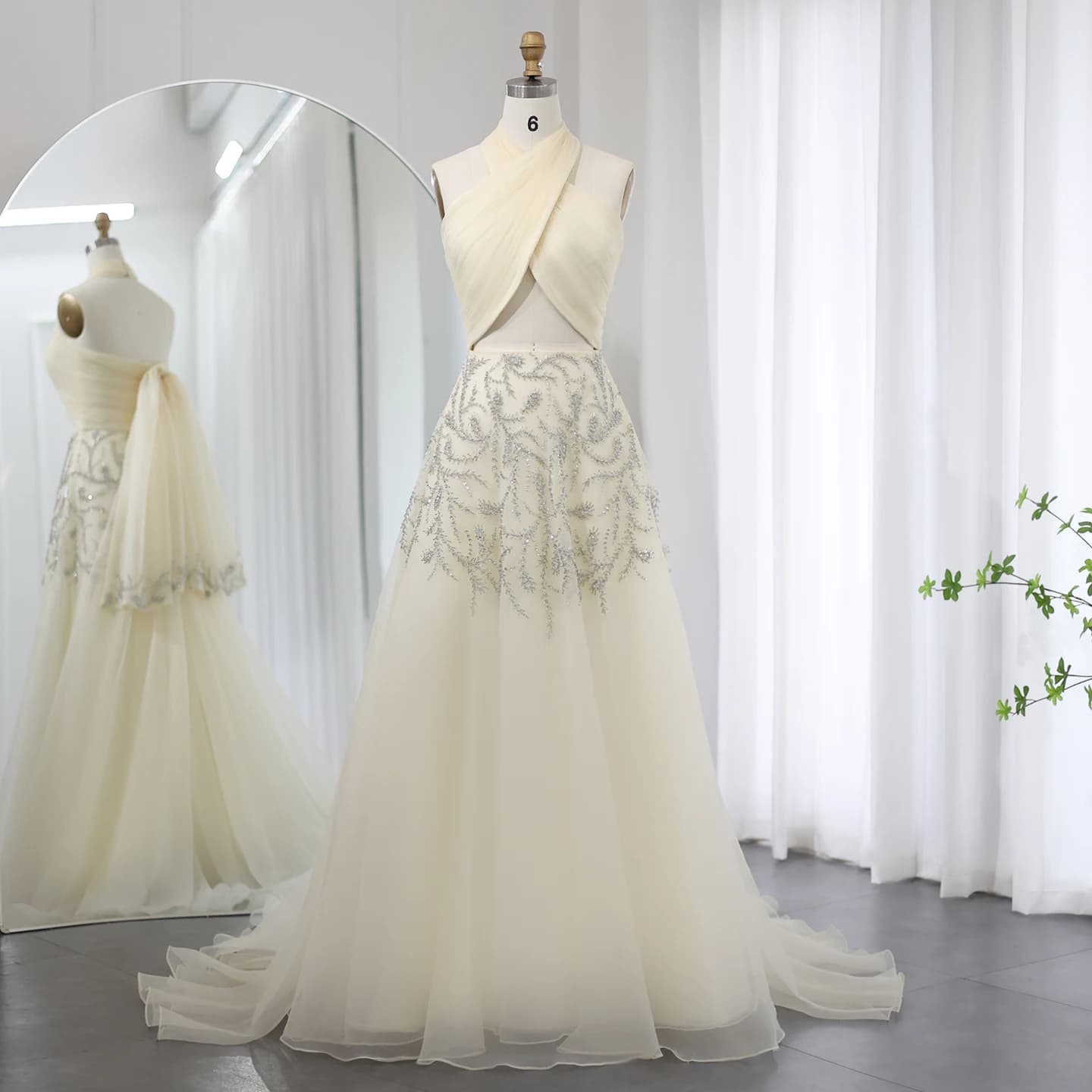 Robe de soirée longue Sharon Said, style arabe, Dubaï, col halter, croisé, pour femmes, mariage, lux