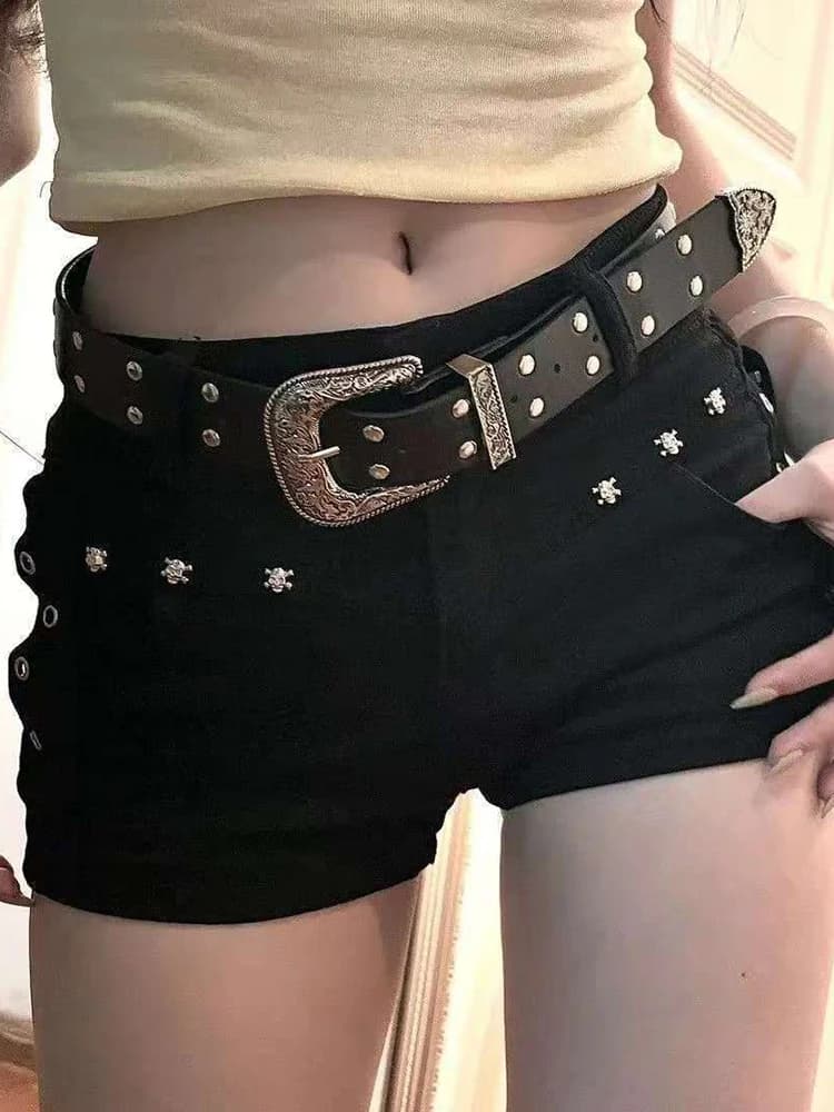 Aoaiiys jean court femme Harajuku mode Rivet blanc Shorts été 2026 nouveau gothique Spice Girls Sexy