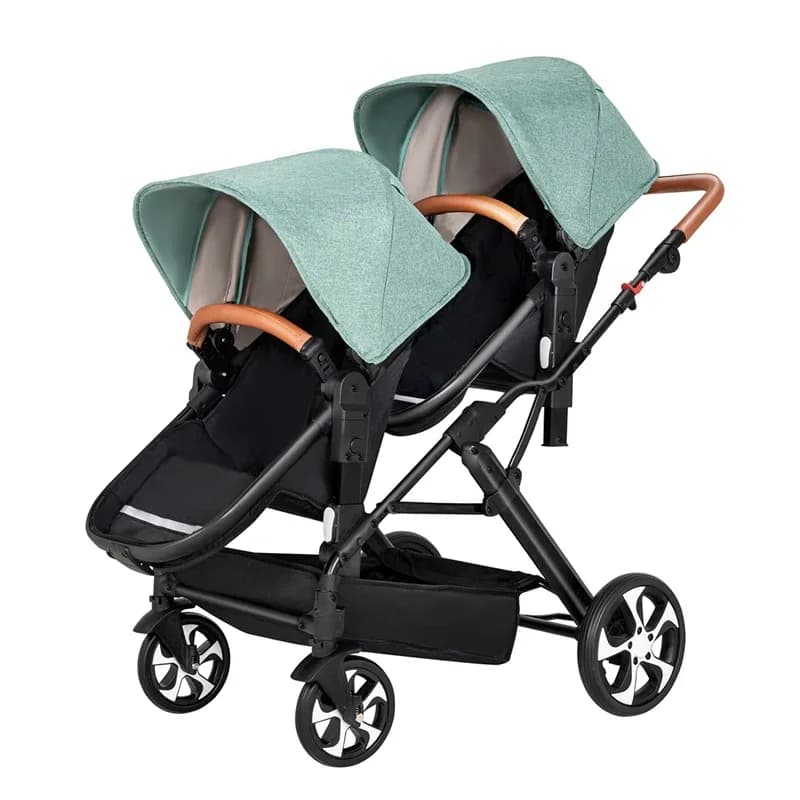 Poussette Pliable pour Jumeaux, Double Poussette pour Enfant, Amortisseur de Chocs, Deuxième Vue Hau