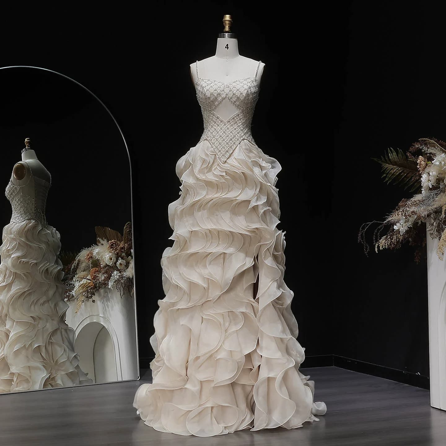 Sharon Said Magnifiques robes de soirée longues à volants superposés et perles, robes de cérémonie p