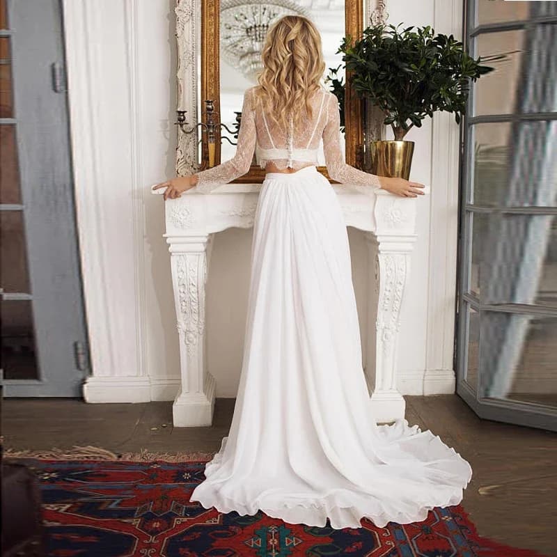 Jupe de mariée élégante en mousseline de soie blanche une ligne balayage Train jupes longues de mari