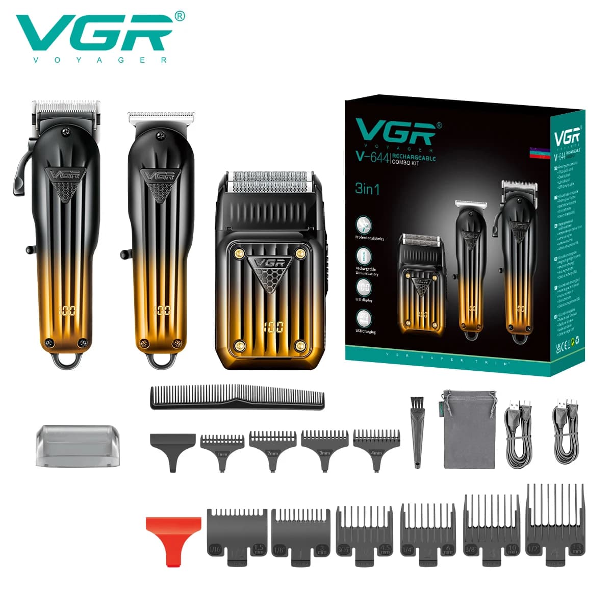 Vgaz644-Rasoir électrique professionnel aste pour hommes, tondeuse à cheveux dégradée, poussoir élec