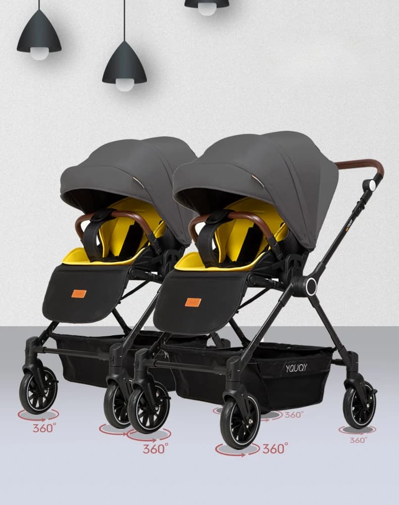 Poussette bidirectionnelle pour jumeaux, poussette légère pour nouveau-né, voiture de luxe pour bébé