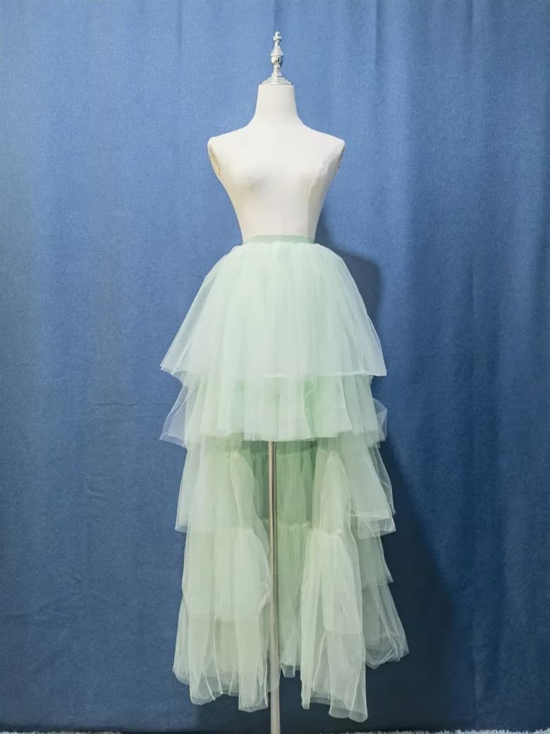 Jupe de soirée tutu chic noire bouffante asymétrique en tulle superposé pour femme, longue, pour bal