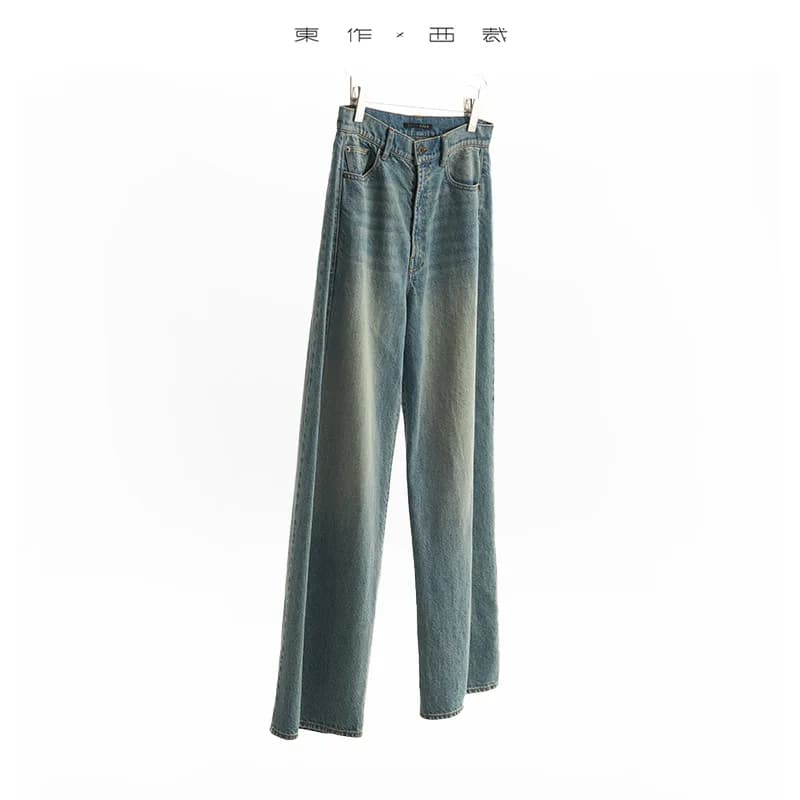 Un incontournable pour les silhouettes en forme de poire~ Jeans décontractés taille haute, pantalons