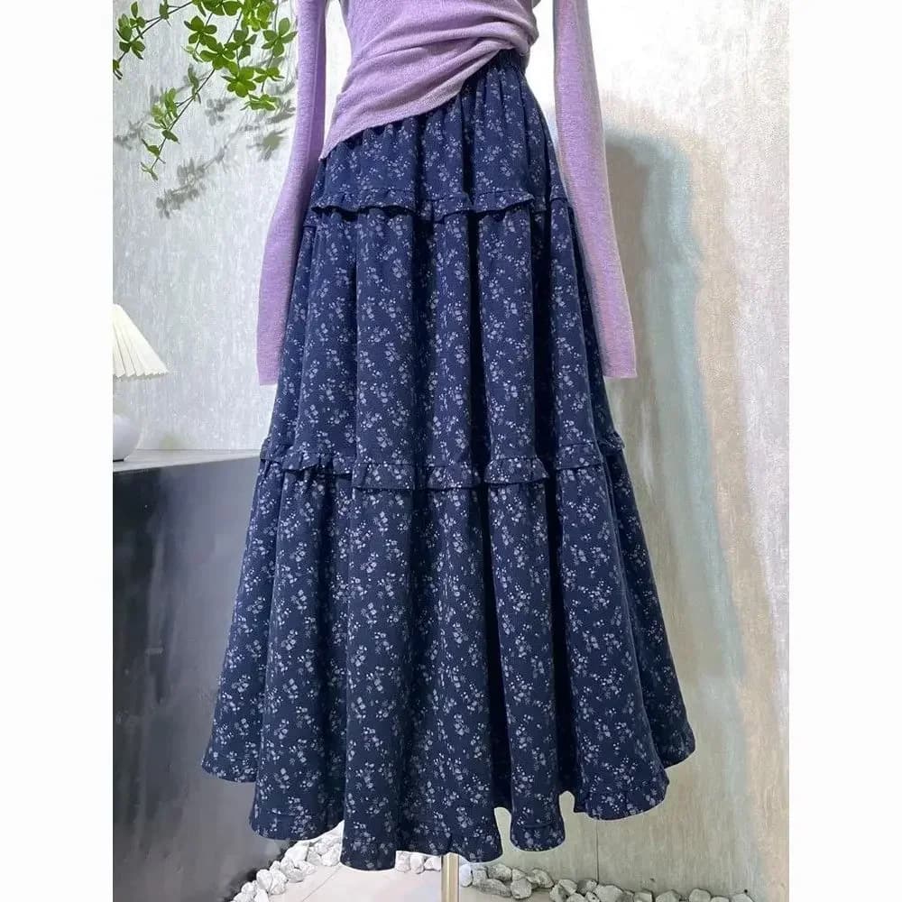 2025 Faldas Mujer De Moda Jupe florale pour femmes taille haute a-ligne Jupe taille élastique jupes