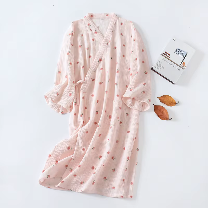 Peignoir en gaze de coton pour femmes, robes kimono japonaises, vêtements de nuit fins d'été, chemis