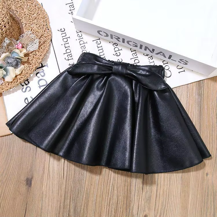Jupes Courtes Plissées en Cuir PU pour Fille, Nouvelle Collection Automne et Hiver 2023
