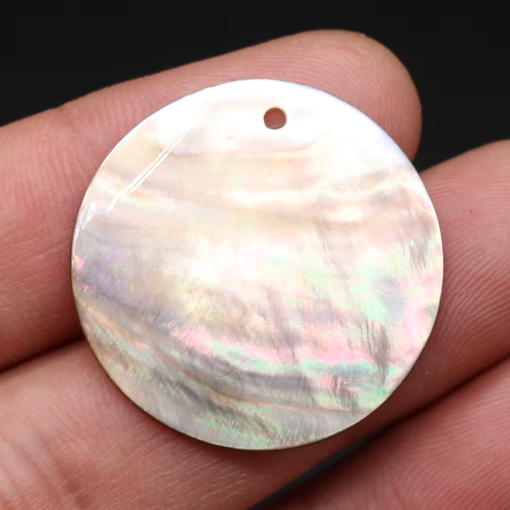 Breloques en forme de pièce de monnaie en nacre noire, 10 pièces, pendentif en disque de coquillage