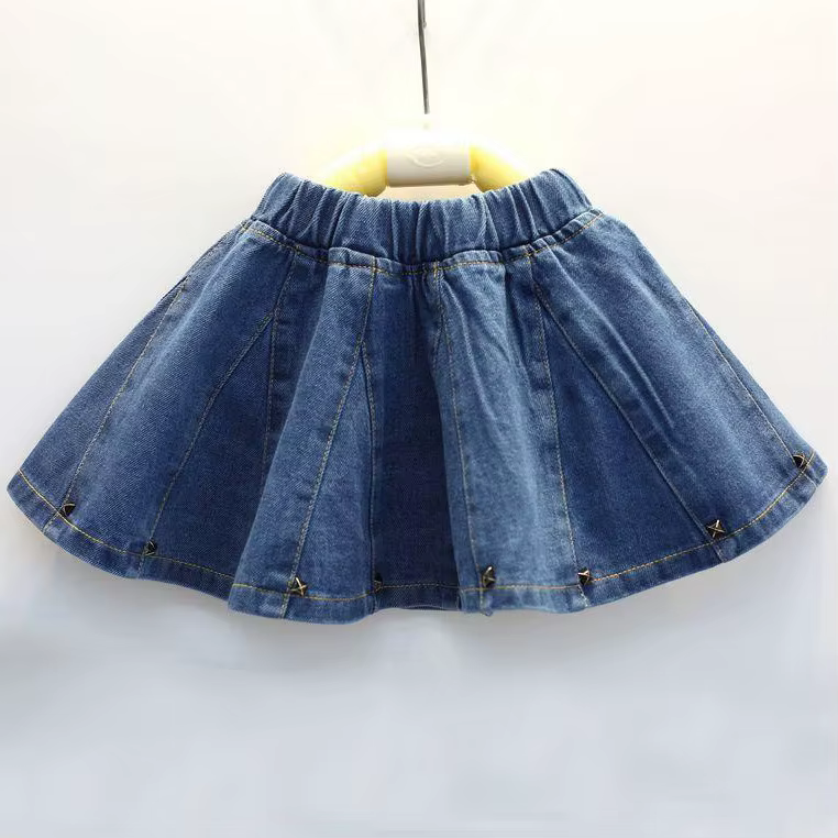 Jupe en jean à rivets pour petite fille, vêtement mignon pour enfant en bas âge, collection automne