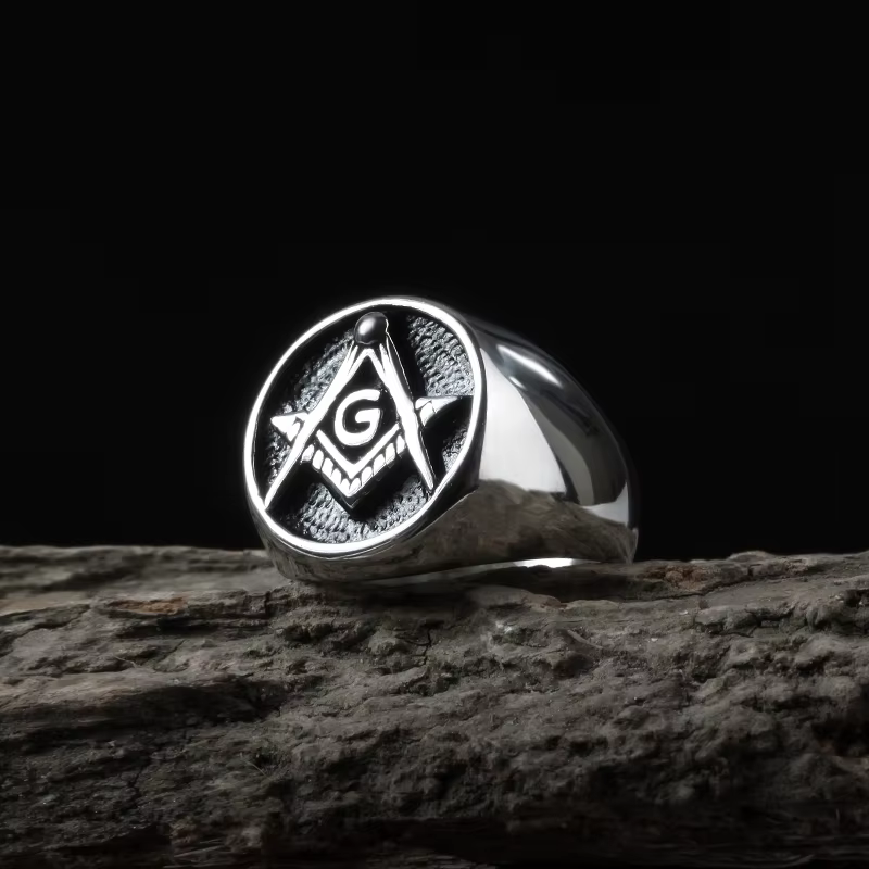 Livraison gratuite Vintage anneaux pour hommes Punk mode bijoux rétro doré maçonnique franc-maçonner