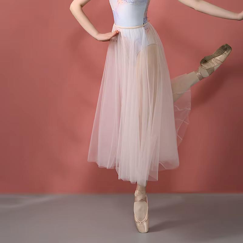 Jupes en tulle à double couche pour femmes, jupe tutu en maille à taille haute élastique, jupe longu
