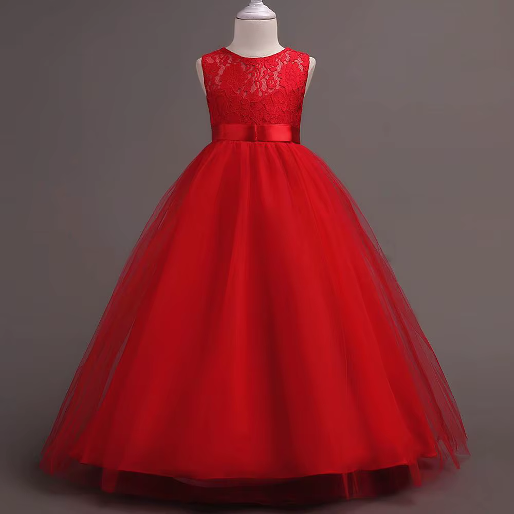 Robe longue de mariage en Tulle et dentelle pour filles de 4 à 15 ans, robe de princesse élégante po