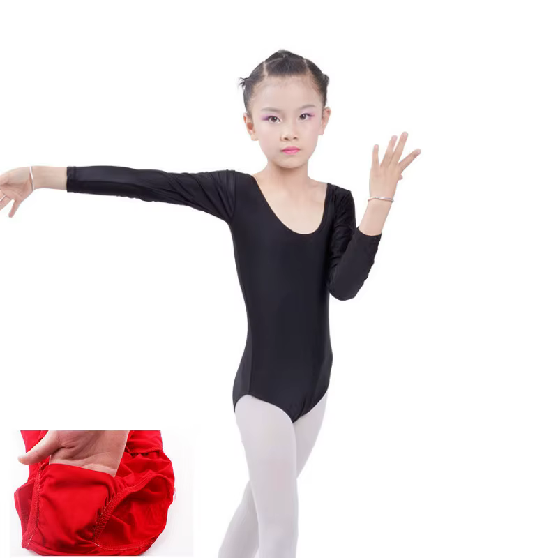 Justaucorps de gymnastique à manches longues pour filles, vêtements de danse lyrique pour enfants, c