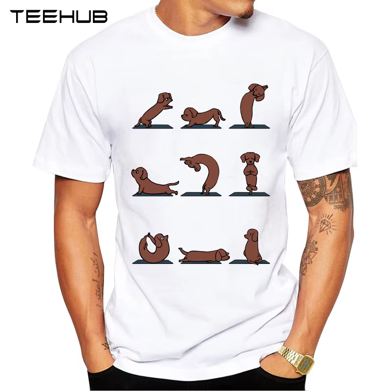 TEEHUB-T-shirt à manches courtes et col rond pour homme, vêtement à la mode avec imprimé bouledogue