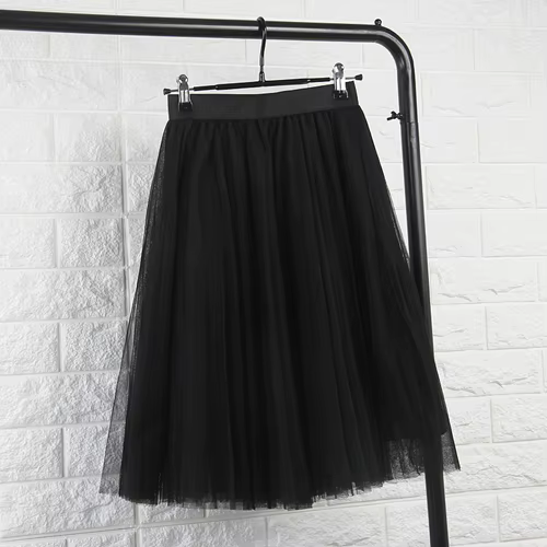 TingYiLi 4 couches jupes en Tulle femmes noir gris blanc adulte jupe en Tulle élastique taille haute