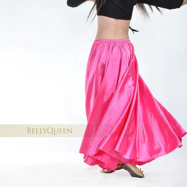 Jupe longue espagnole en Satin brillant, jupe de danse pivotante, jupe de danse du ventre, jupe de s