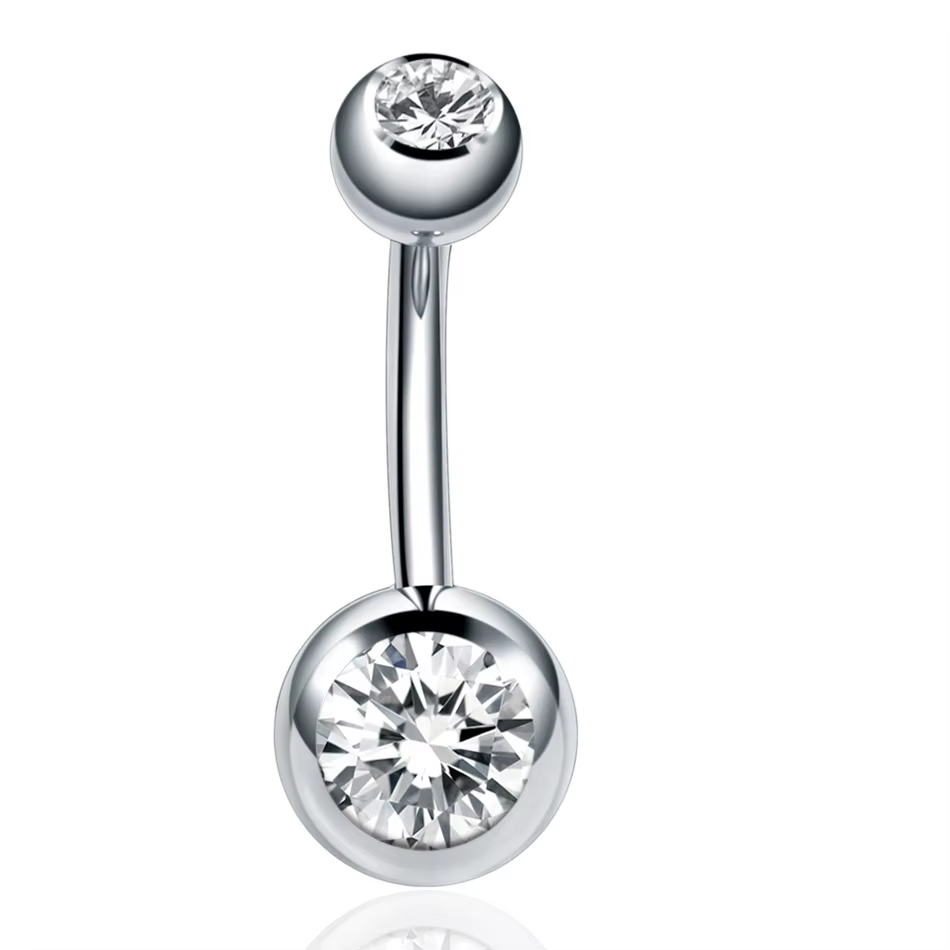 1 PC/Lot acier chirurgical barre de ventre Piercing nombril boucles d'oreilles gemées Goth nombril a