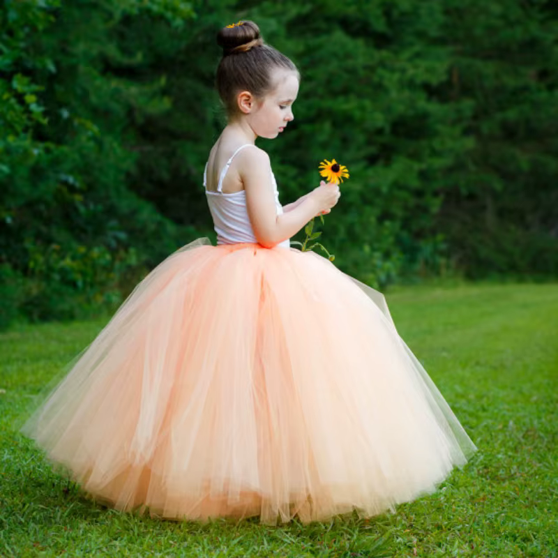 Jupes Tutu longues noires moelleuses pour filles, jupes de danse faites à la main pour nourrissons e