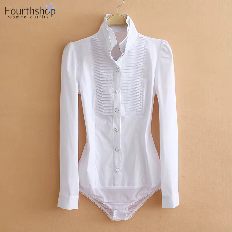 2025 mode à manches longues Body femmes couleur blanche hauts et chemisiers femme bureau dame corps