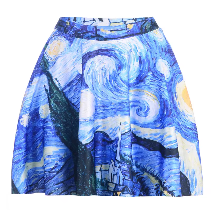 Tutu patineuse imprimée galaxie ciel étoilé bleu pour femmes, Mini jupe plissée, fille Sexy, nouvel