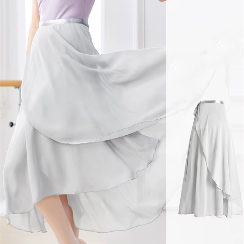 Jupe de danse longue en mousseline de soie pour femmes, jupe de danse pour salle de bal pour adultes