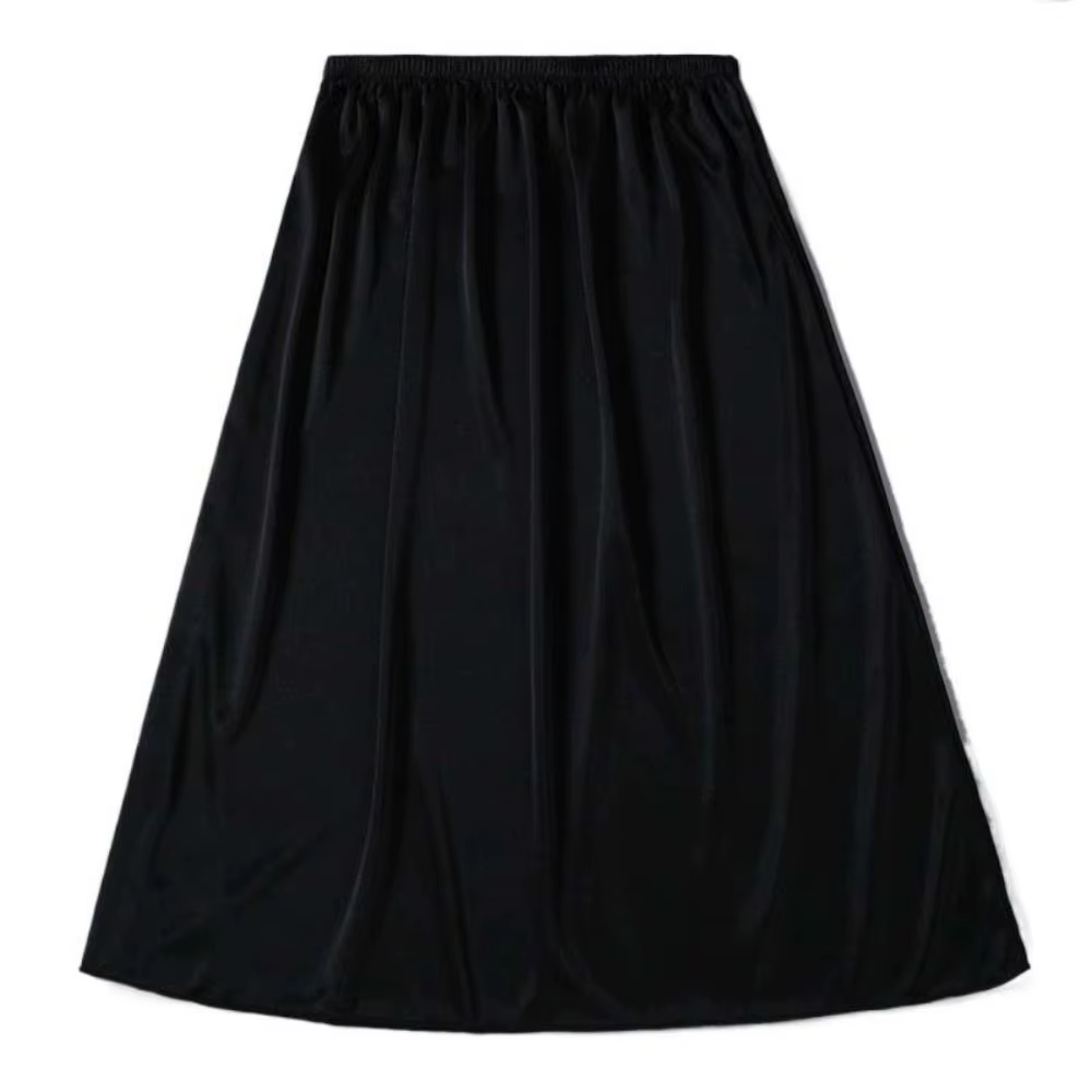 Robe Simple en Satin de soie, sous-jupe fine, taille haute, jupe de sécurité, doublure de jupon, dem