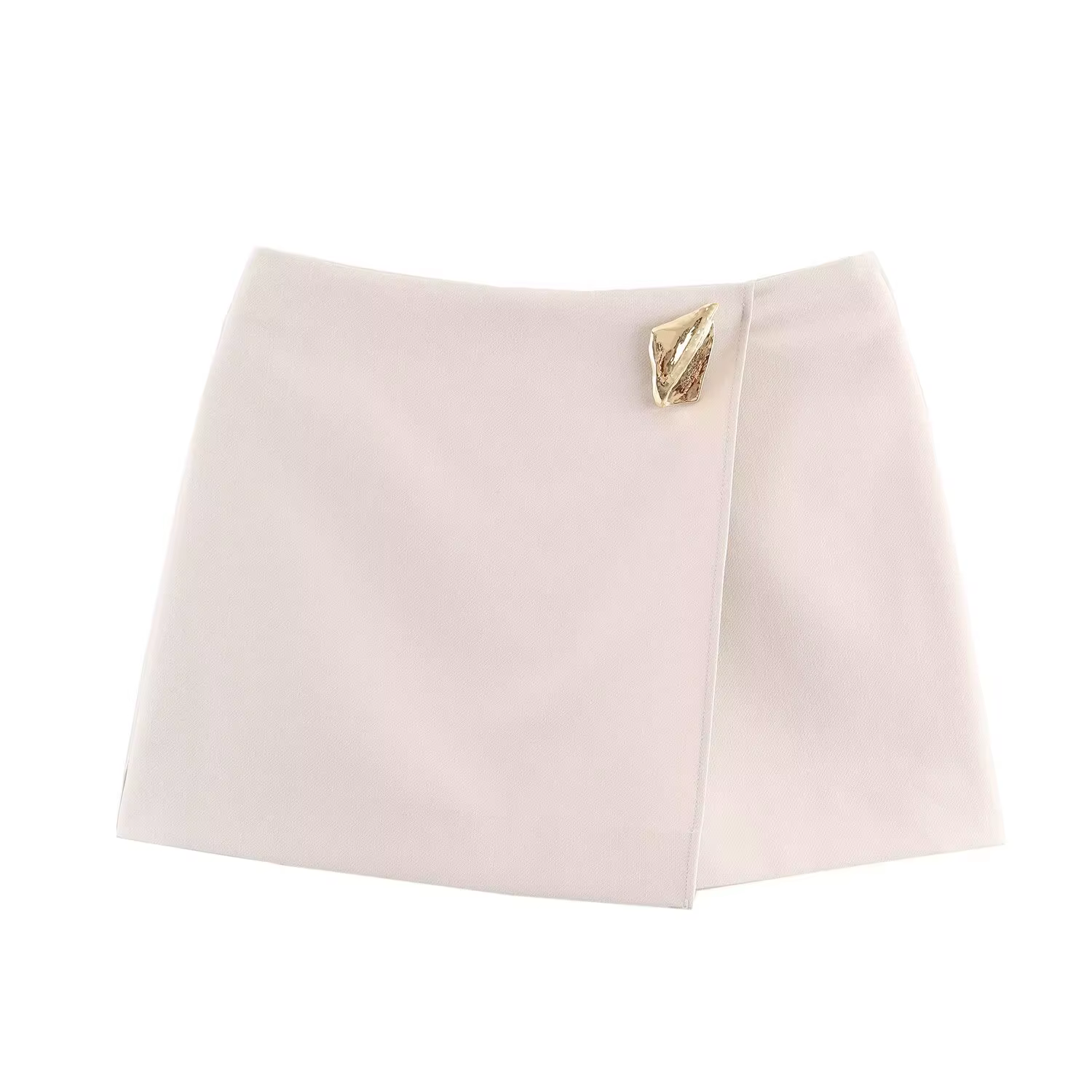 Mini jupe asymétrique pour femme, couleur unie, décoration dorée, short Simple, décontracté, mode, S