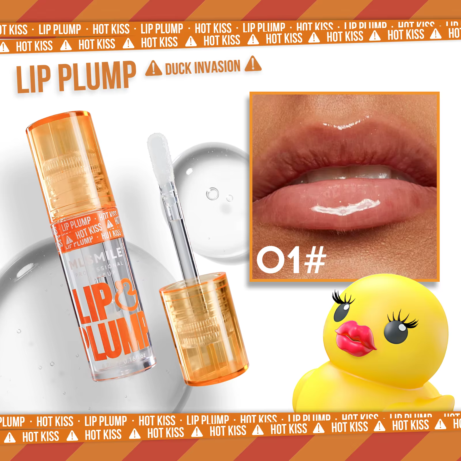 MLSMILE Huile à lèvres repulpante effet canard, Gloss hydratant effet miroir, Gloss naturel longue t