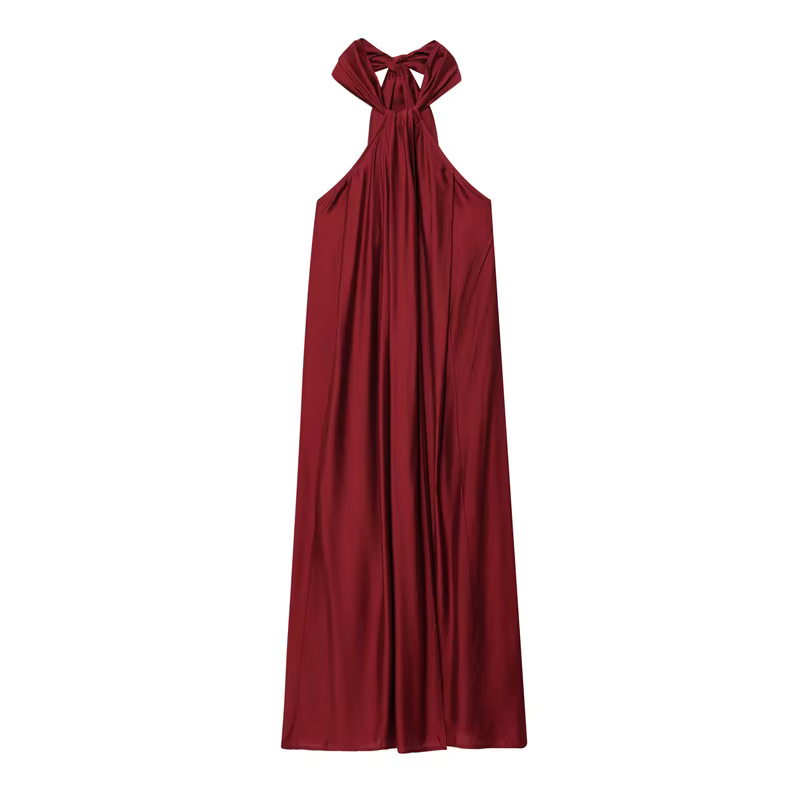 Mode femmes Robes longues licou élégant dos nu sans manches robe fendue femme été nouvelle dame plag