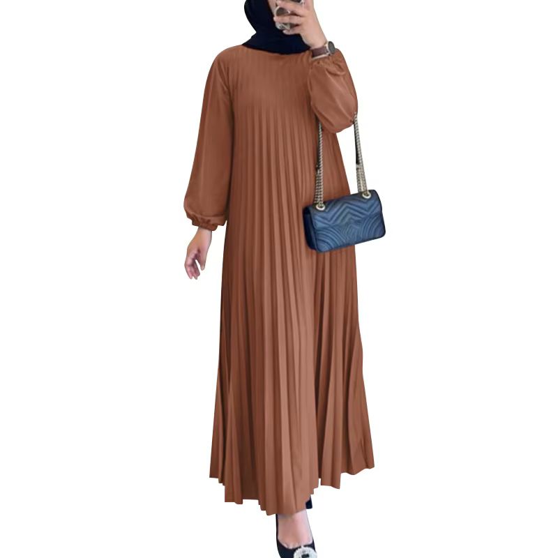 ZANZEA-Robe d'été plissée à manches longues pour femmes, Abaya de Dubaï, Robe d'été vintage, Robe mu