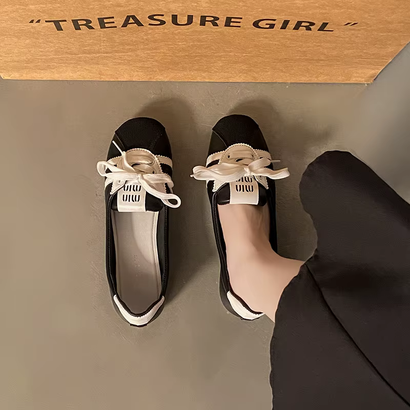 Nouvelles Chaussures Plates Décontractées à Lacets pour Femme, Confortables et Respirantes, à Bout R