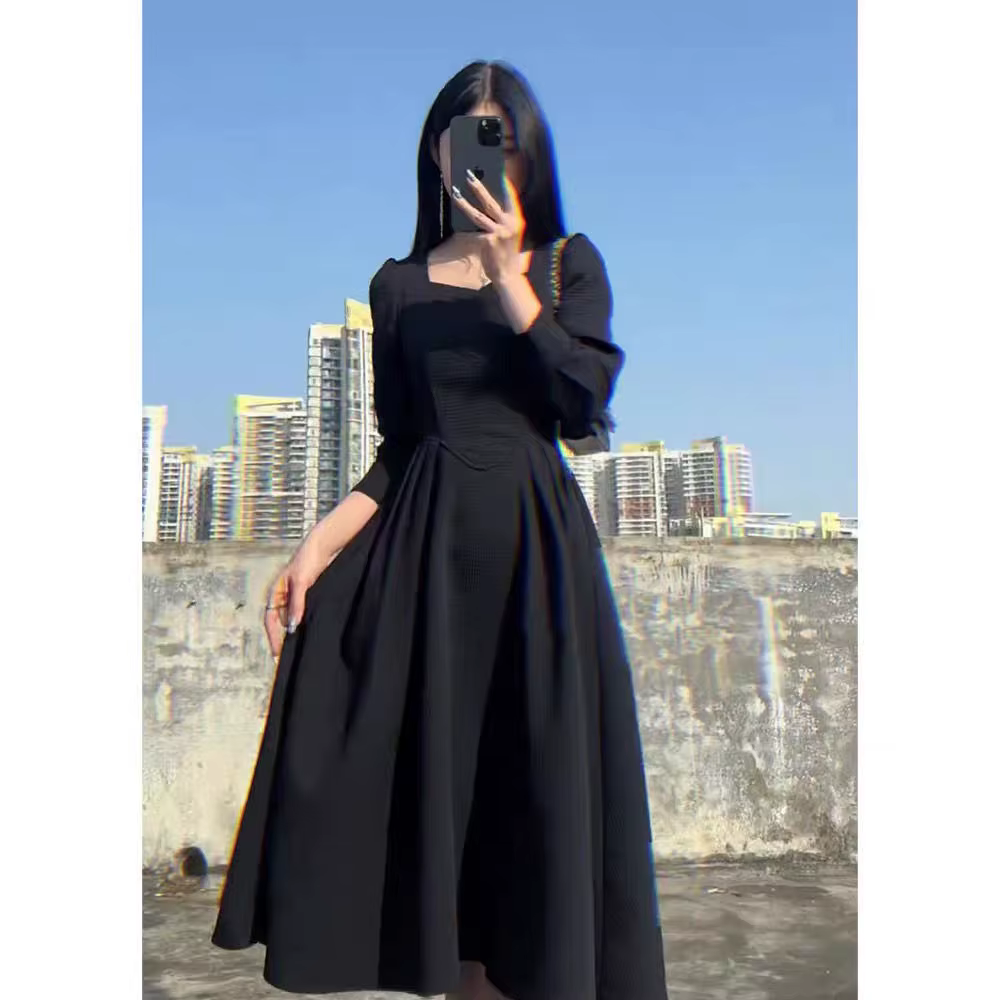 Robe Slim et élégante pour femmes, jupe mi-longue rétro française, nouvelle collection 2025