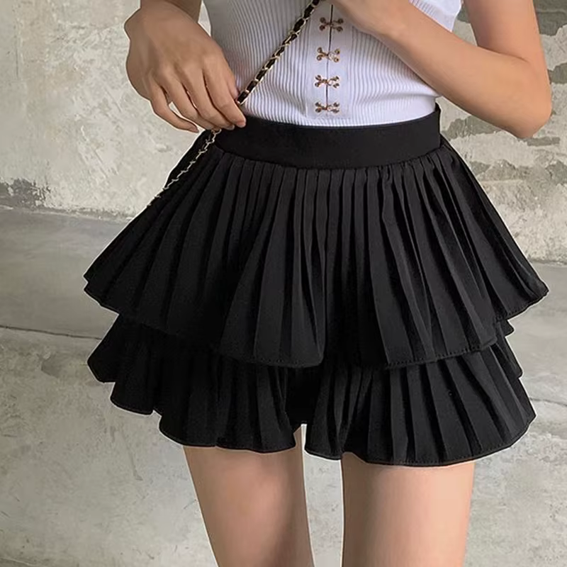 Jupe gâteau plissée doublée de mode pour femmes été nouveau doux taille haute jupes moelleuses pour