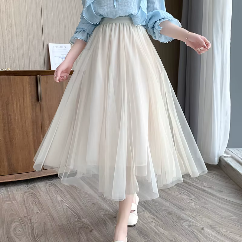 Jupe en maille 2025 printemps été nouveau Style pour les femmes mode taille haute mi-longue taille é