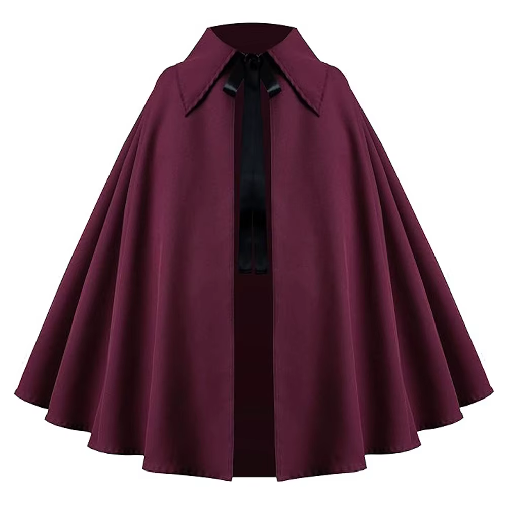 Cape courte médiévale sans capuche, cape noire pour adultes, costume de sorcier pour femmes et homme