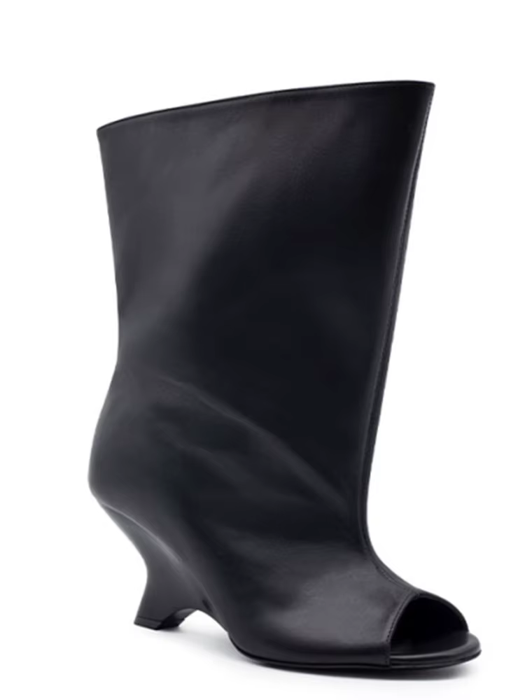 Bottes pour femmes 2026 à talon épais et bouche de poisson, hauteur genou, talon incliné, style défi
