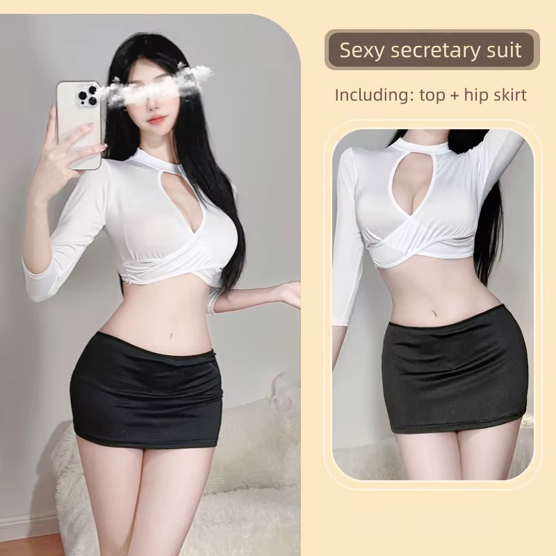 Nouvelle tenue secrète féminine, jupe échancrée transparente, jupe moulante, maillot de bain, unifor