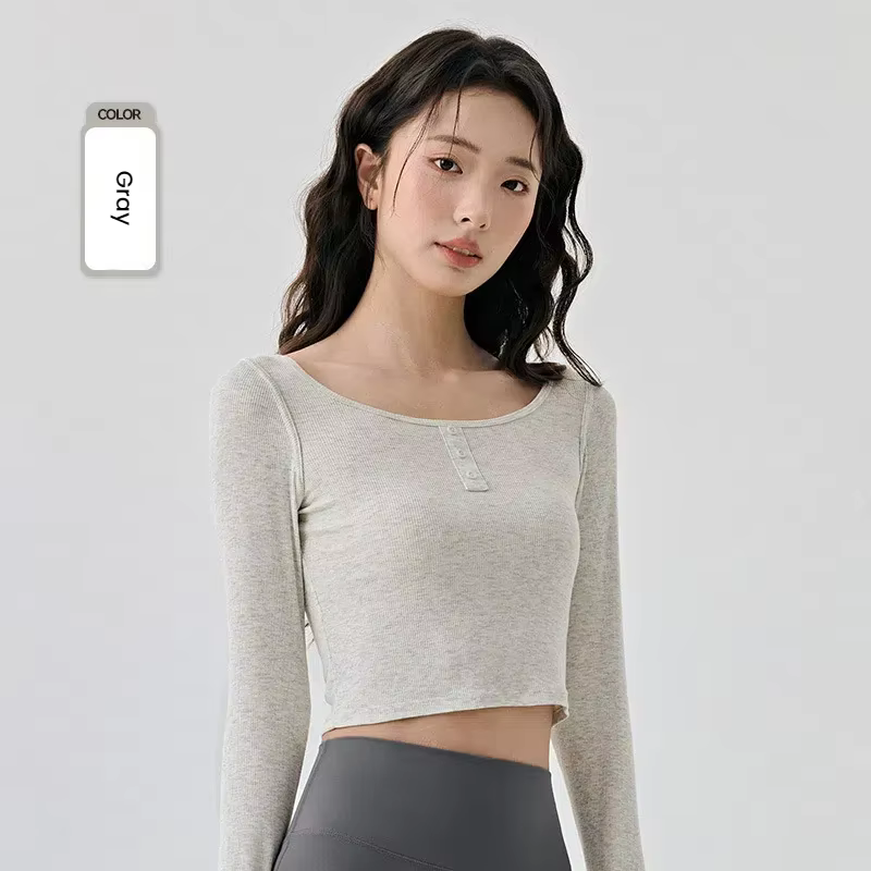 Haut de Yoga à manches longues pour femmes, T-Shirts de course, coupe cintrée, t-shirt d'entraînemen
